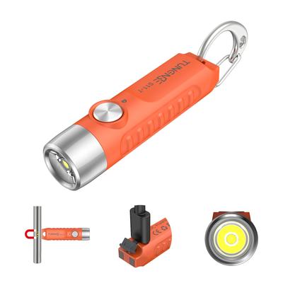 TUNENGE EDC Mini Flashlight 500LM Rechargeable with Magnetic Keychain Light Orange S11-T