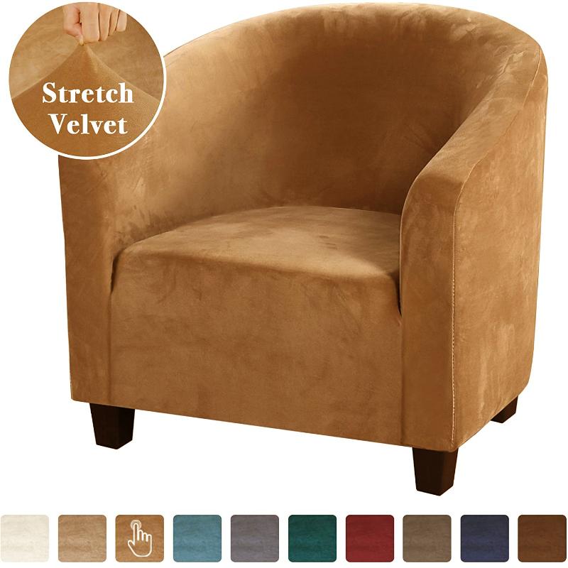 High Stretch Sofa Cover Velvet Tub Chair Cover Skid Resistance Furniture Protector Stretch Fabric Super Soft Couch Slipcover