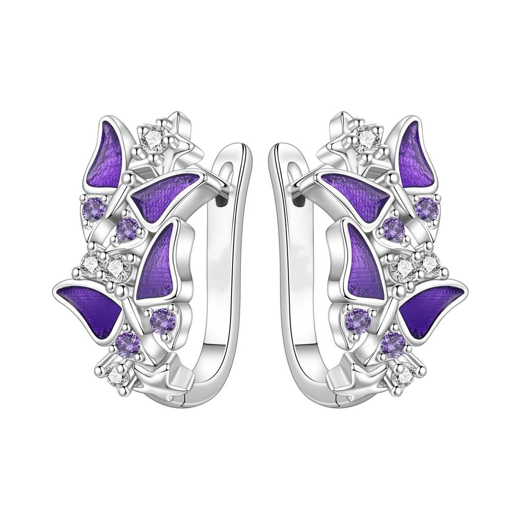 S925 Silver Exquisite Butterfly Hoop Earrings With Sparkling Zircon Dragonfly Design Elegant And Versatile Accessory