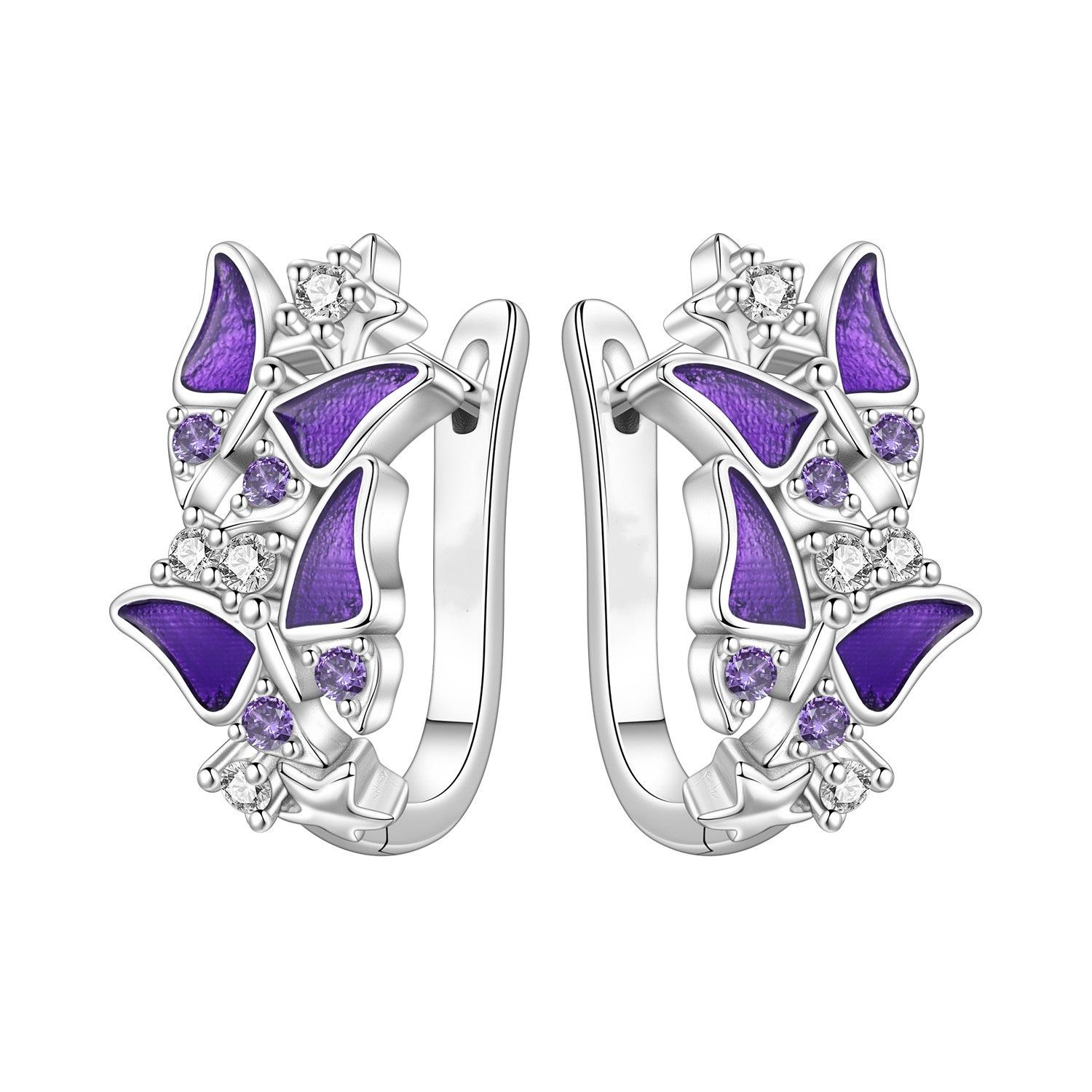 S925 Silver Exquisite Butterfly Hoop Earrings With Sparkling Zircon Dragonfly Design Elegant And Versatile Accessory