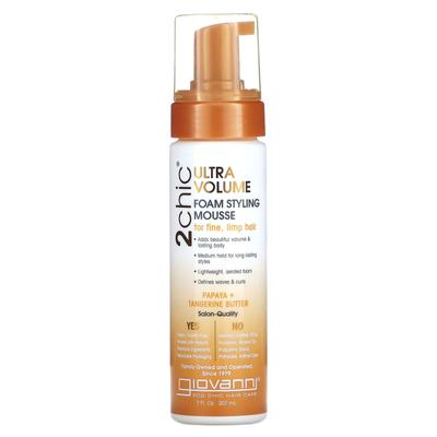 2Chic, Ultra-Volumen Schaumfestiger, Für feines, schwaches Haar, Papaya + Mandarinenbutter, 207 ml(7 fl oz)
