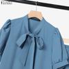 ZANZEA Women Short Sleeve Blouse and Pants Casual Two Piece Suit Sets
