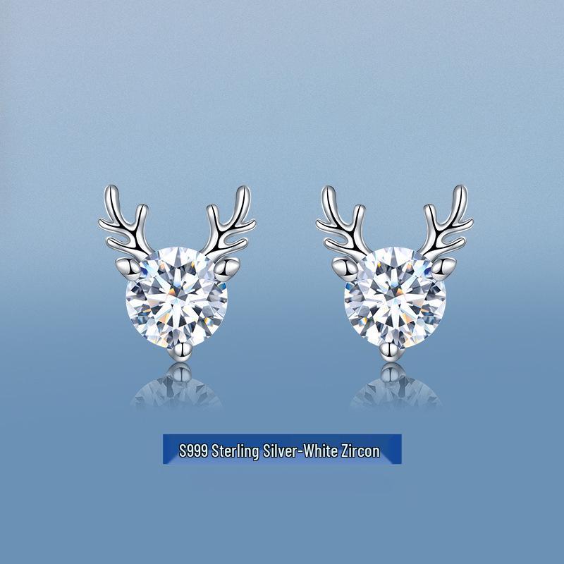 

Yi Lu Lu Pure 999 Sterling Silver Horn Stud Earrings for Women - Trendy Christmas & New Year Gift 999 Sterling Silver