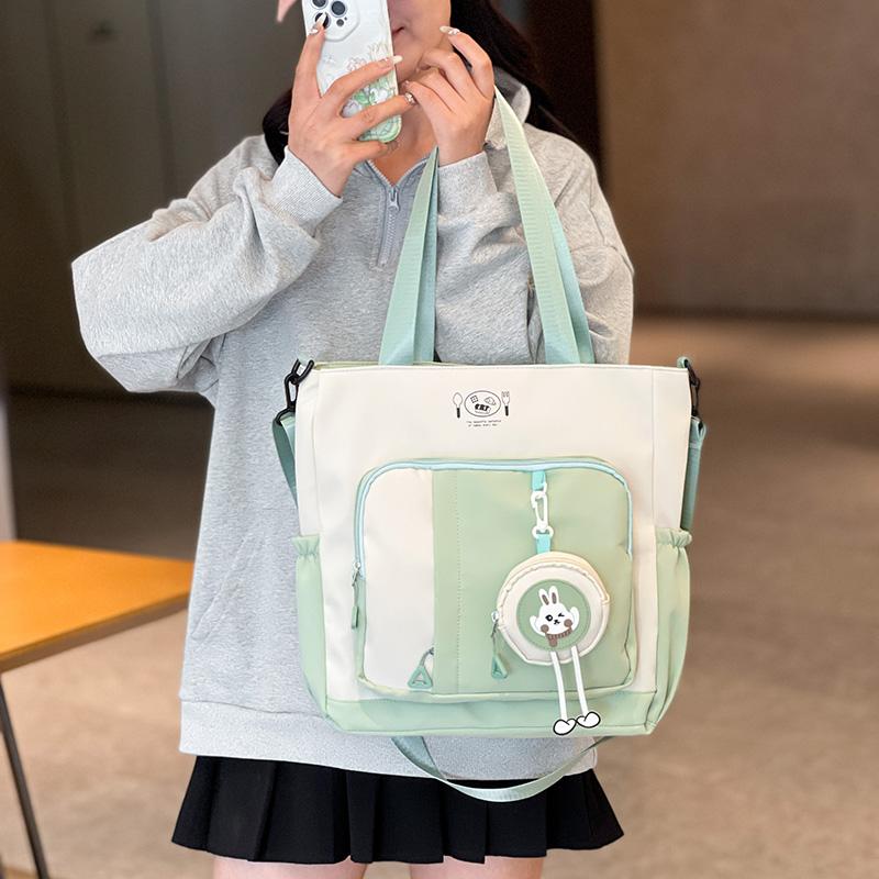 Color Block Tote Bag Women's Shoulder Bag Student Large Capacity Crossbody Bag