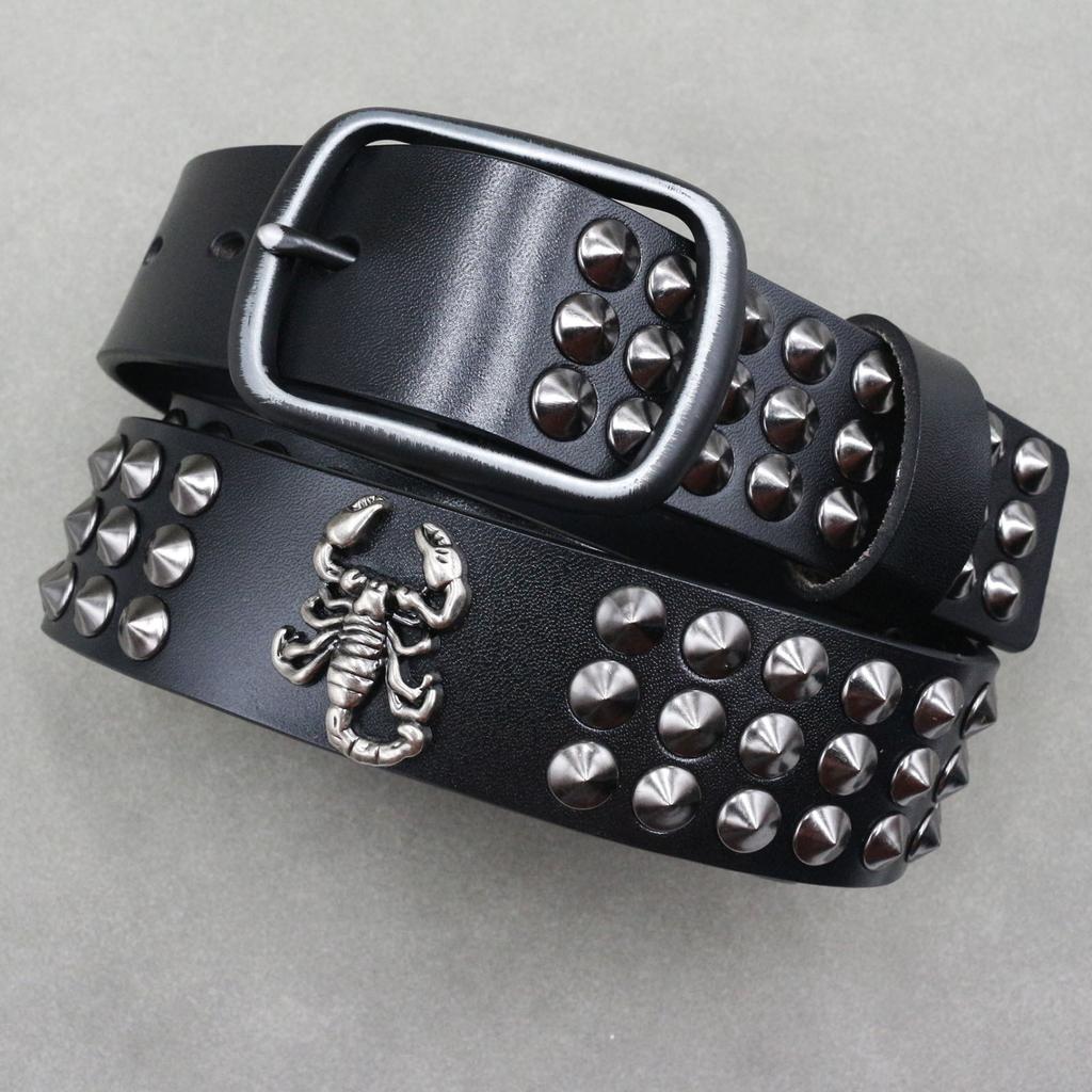 Rivet Belt Western Denim Knight Scorpion Decorative Belt Men and Women Neutral Innocent Cowhide Belt