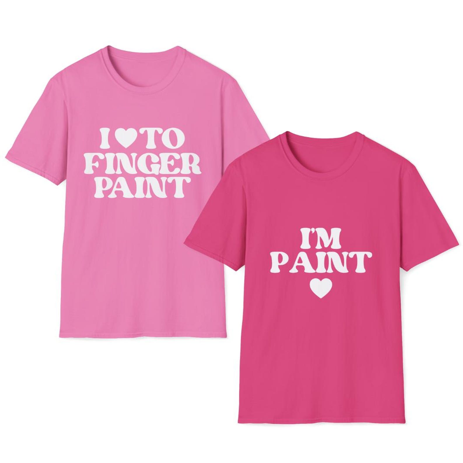 I Love To Finger Paint / Im Paint Pink Retro Lettering T-Shirt | Valentines Couple Tees 3XL