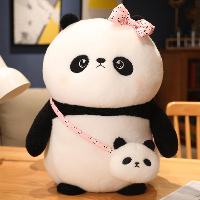 

Fatty Round Panda Plush Toy Gentle Animal Bolster Pillow Bear Stuffed Plushie Children Sleeping Pillow Home Decoration Friend Gif 22cm