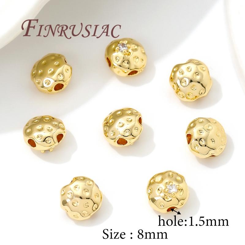 18K Gold Plated Round Metal Beads Separator For Beads DIY Jewelry Making Supplies Bracelets Accessories Spacer Bead