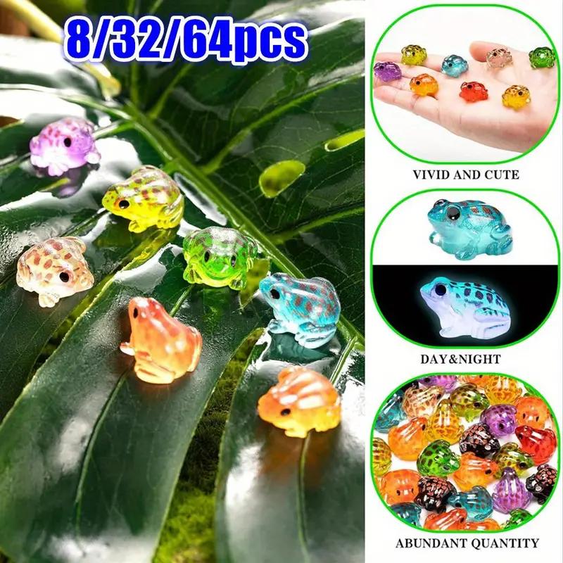 20 PEZZI Mini Ranocchie in Resina Luminescenti al Buio - Attivate da Luce UV/Nera Colori Vivaci per Terrario Fai-da-Te Decorazione Giardino