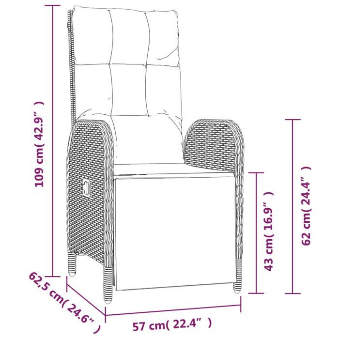 VidaXL Ensemble à manger jardin 9pcs et coussins noir résine tressée, ensemble de salle à manger, ensemble de salle à manger 3185064