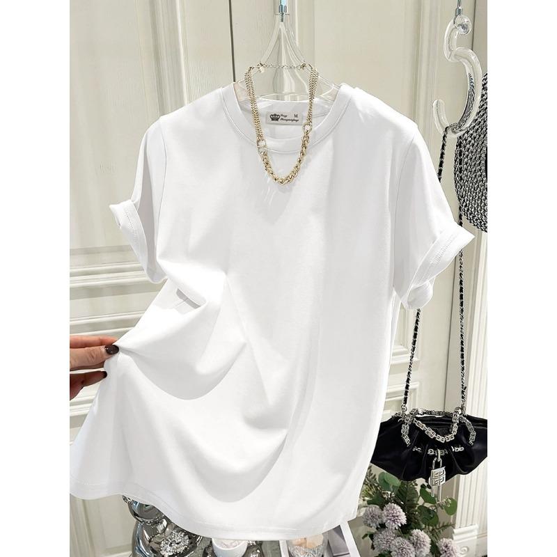 Large Version of Loose T-shirt for Women's Short-sleeved Pure Cotton Summer New Korean Version of Cute Girl Mid-length Top