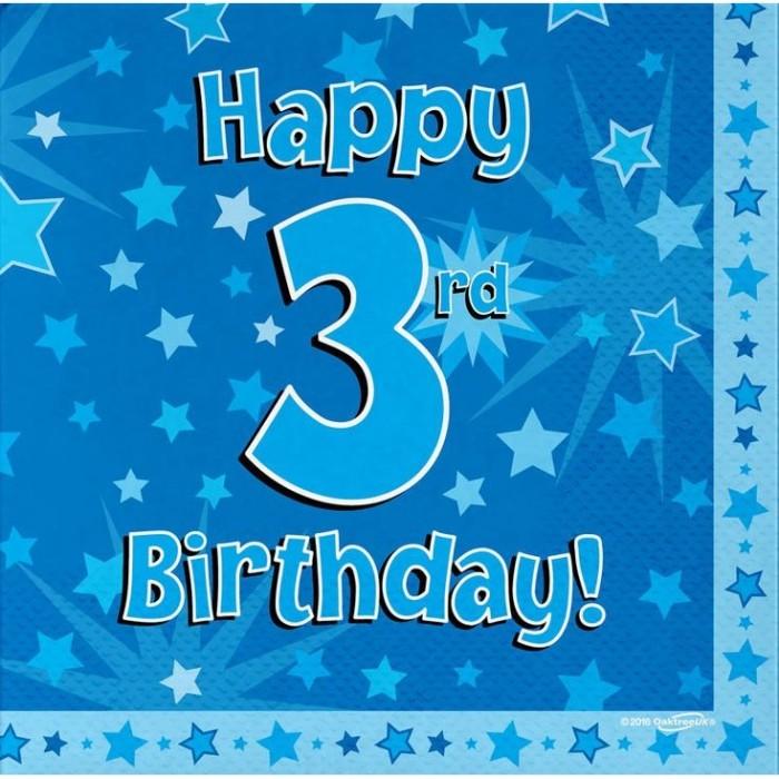 Oaktree Stars 3rd Birthday Disposable Napkins (Pack of 16)