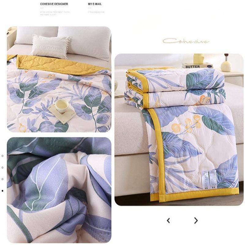 Karierte Sommerdecke, kühle Steppdecke, gewaschene Baumwolle, bequem, leicht, klimatisiert, dünne Bettdecke, einfache Federdecke für Erwachsene und Kinder