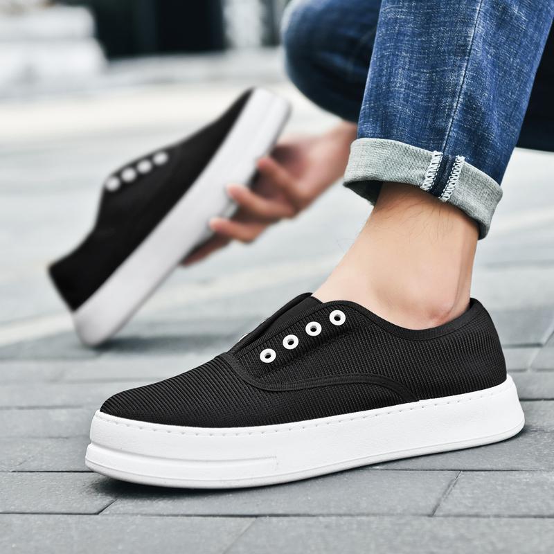 Fashion Black Canvas Shoes Men Versatile Men's Vulcanized Shoes Breathable Loafers Comfort Casual Shoes For Men Skateboard Sneaker