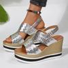 Fashion 2025 Summer Women Shoes Back Strap Chunky Platform Sandals Women Peep Toe Wedge High Heels Sandles Woman Chunky Heeled Sandalias