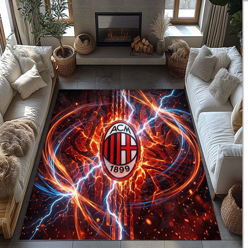 AC Mailand Bedruckter Flanell Teppich Rutschfest Weicher Polyester Boden Teppich Indoor Dekor Matte für Schlafzimmer Wohnzimmer Sofa Spielzimmer Heimdekoration