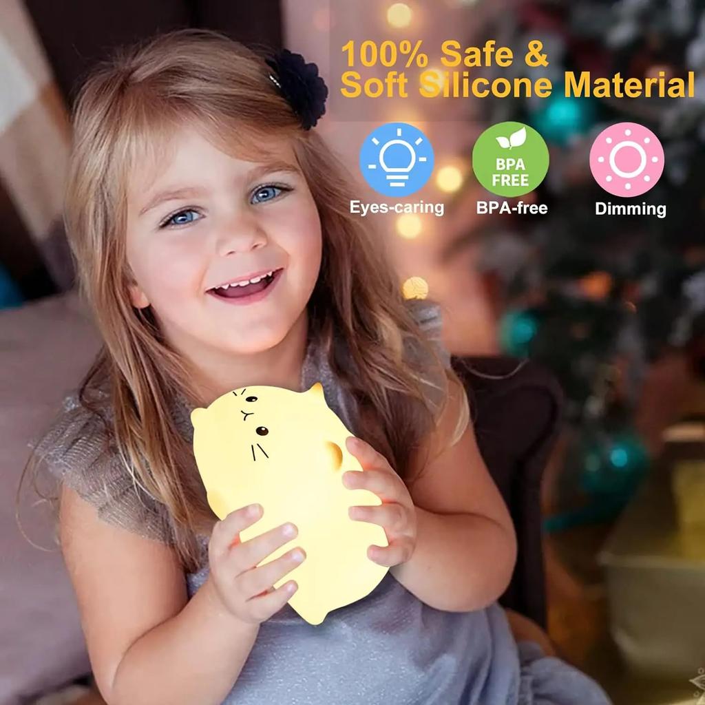 Neues Weiches und Gemütliches Wiederaufladbares LED-Nachtlicht für Kinderzimmer - Sanfte Silikonlampe mit Augenschutz - Perfektes Geschenk