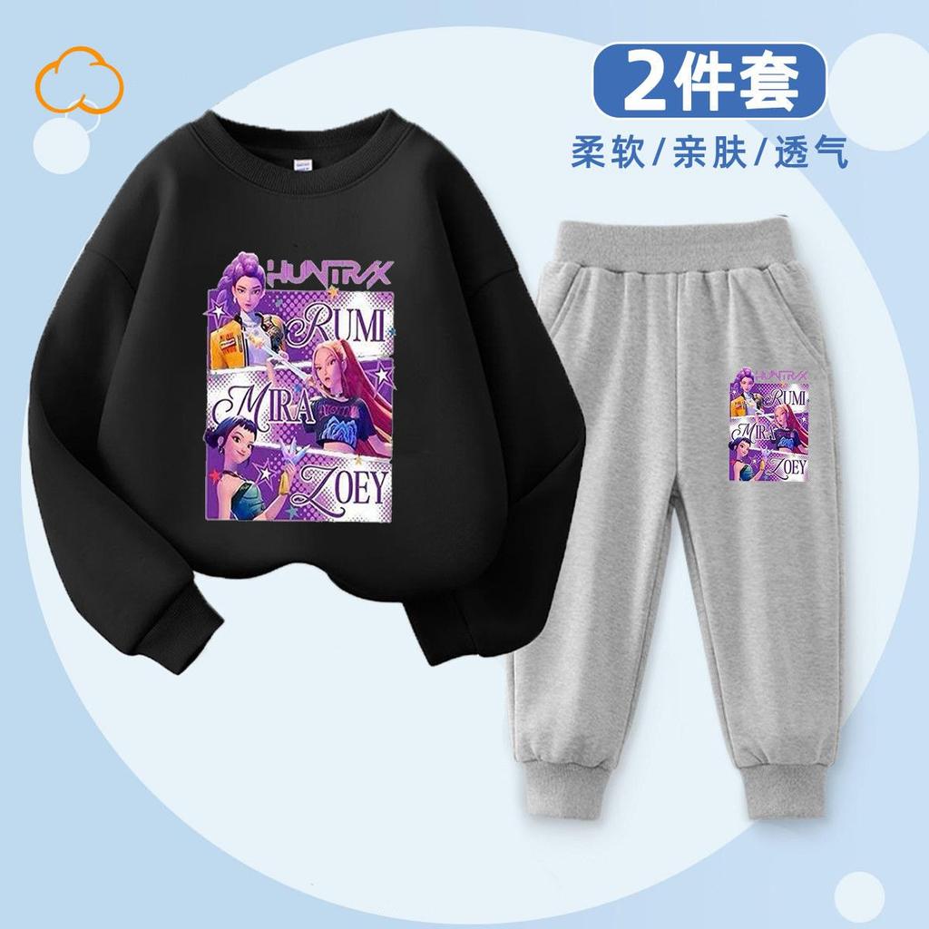 Modă pentru copii Vânătoare de vrăjitoare K-POP Hanorac cu gât rotund Set casual din 2 piese de primăvară și toamnă pentru băieți și fete