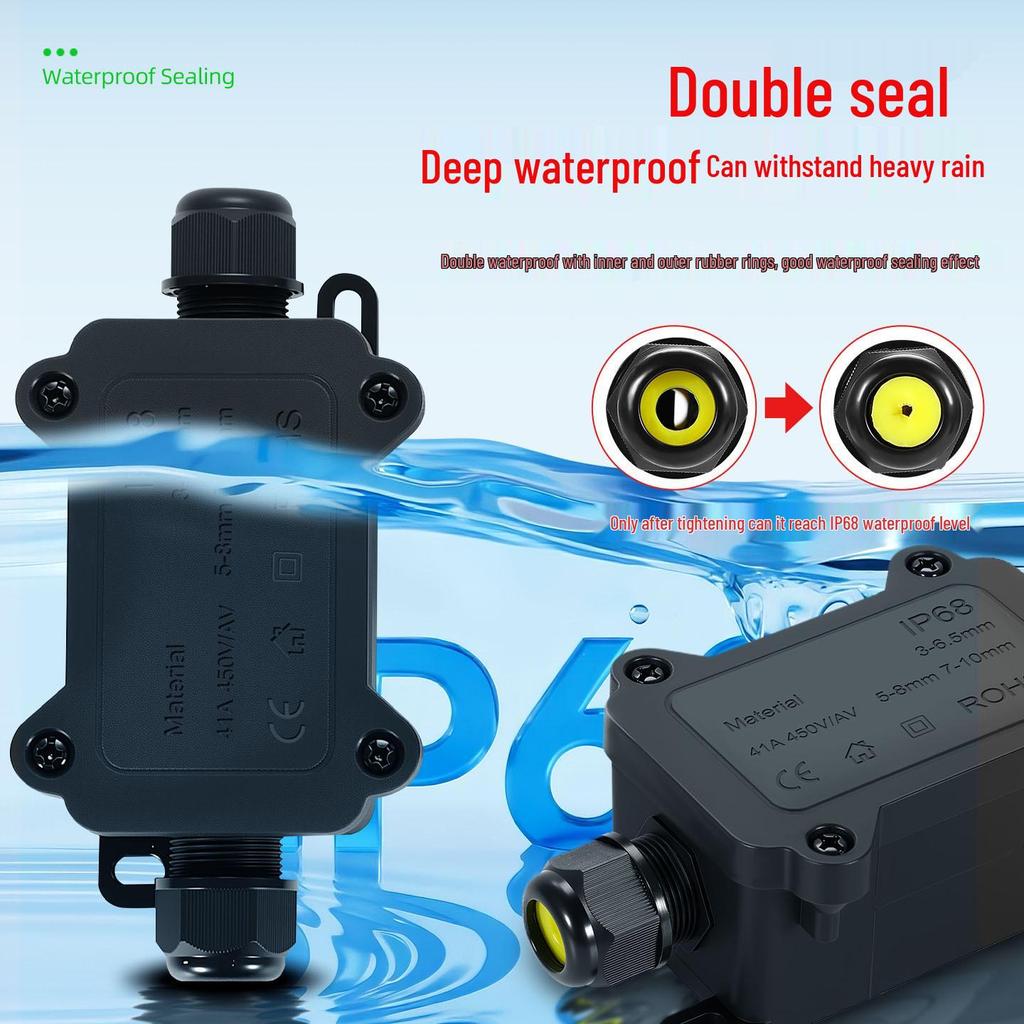 IP68 Waterproof Outdoor Junction Box with Terminals – Plastic High Power Rainproof Distribution Box with Ears