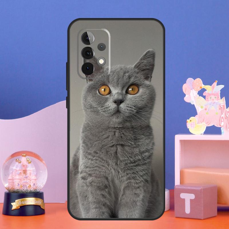 Custodia per Gatto British Shorthair per Samsung Galaxy A55 A16 A26 A36 A56 A54 A34 A14 A15 A35 A52 A12 A32 A13 A33 A53 A17