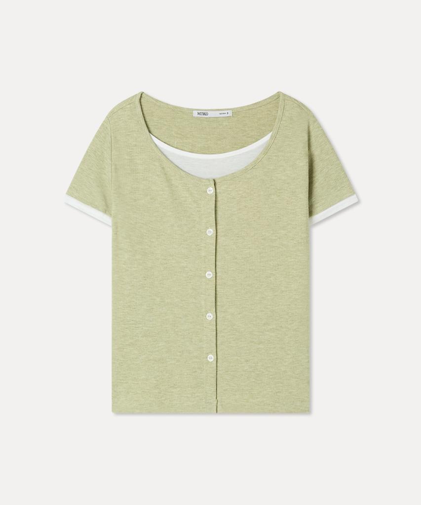 Mixxo Button-Style Layered Long Sleeve T-Shirt_Miwlwg401A Miwhwg57Qa