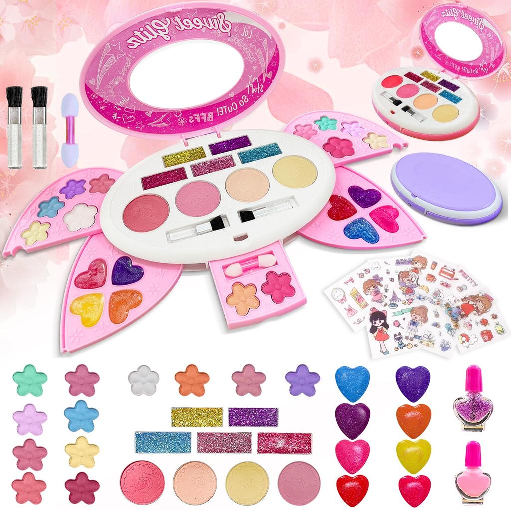 Makeup Kids Girls Cosmetic Role Pretend Cosmetic Educational Real Washable with for Makeup Makeup Case Included Set, Makeup, Set, Play, Play, Toy,