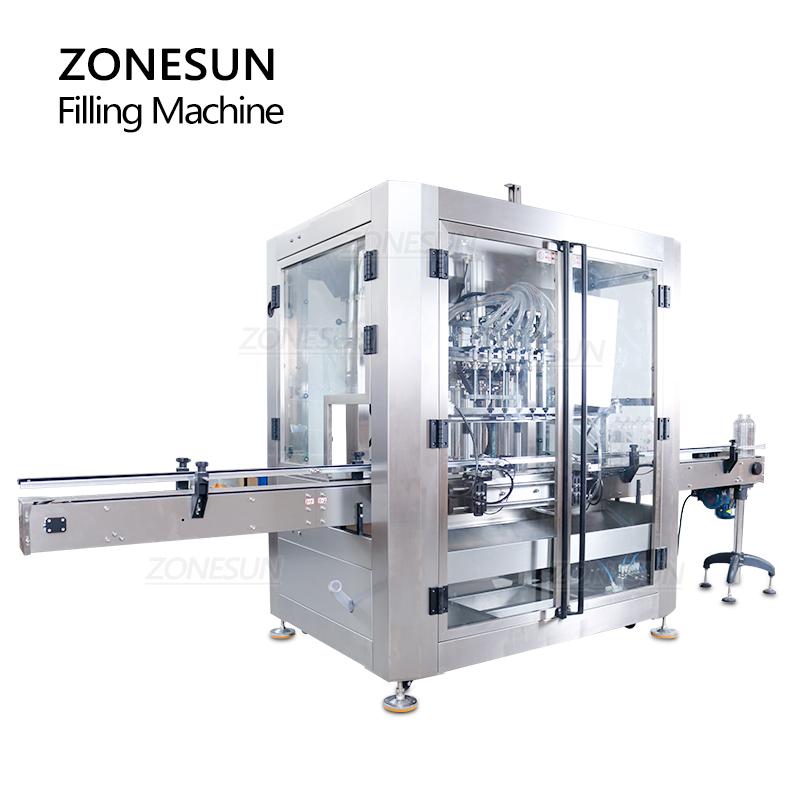 ZONESUN ZS-VTFM1 Explosion-Proof 6-Head Servo Filling Machine for Alcohol, Disinfectant & Cosmetic Bottle Packaging Line