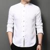 Hengyuanxiang Men's Chinese Style Linen Knot Button Long Sleeve Shirt