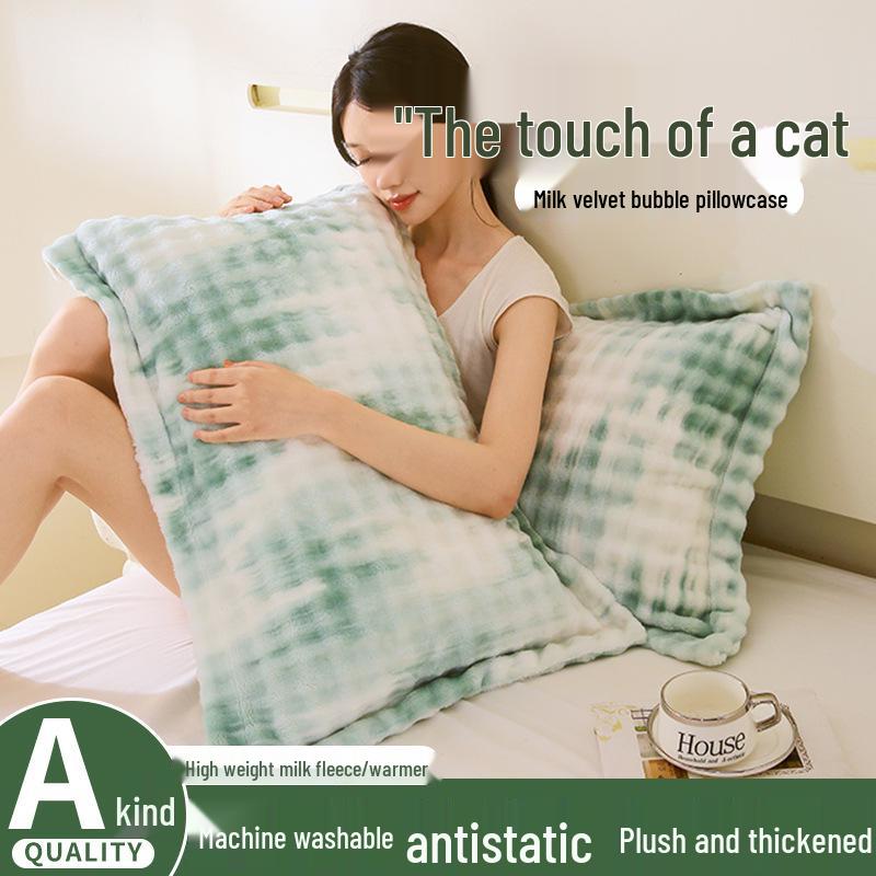 

Набор из 2 толстых бархатных фланелевых наволочек - Зимний коралловый флис, Односпальный или Двуспальный размер 48*74cm Pair of Pillowcases