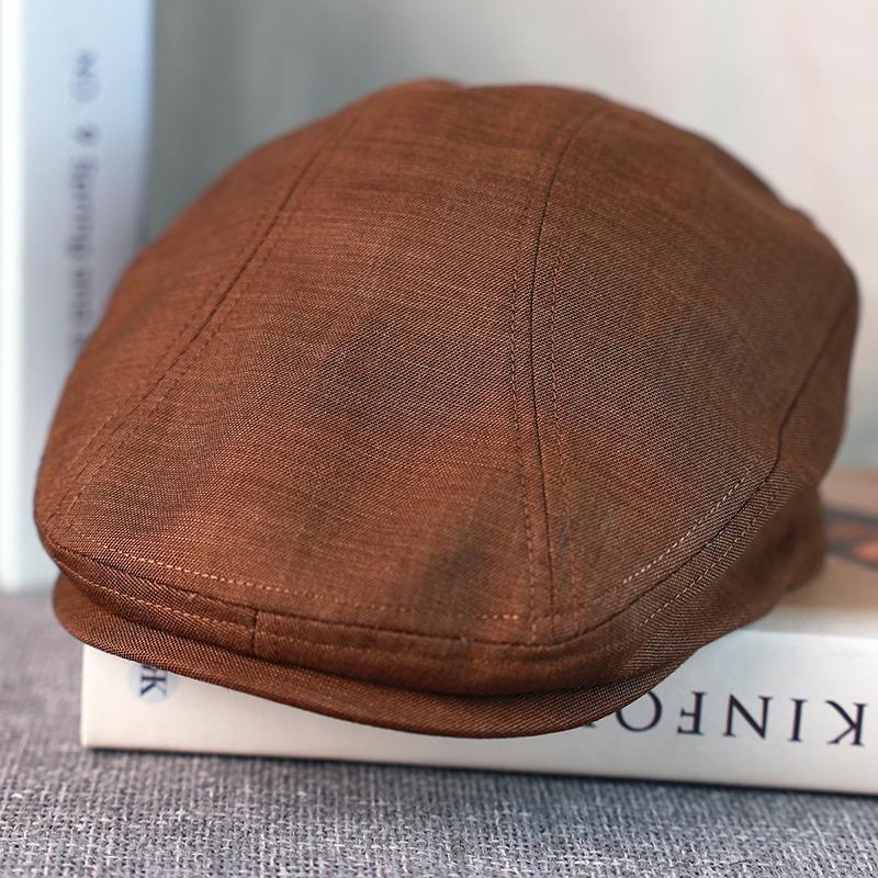 

Spring Summer Linen Newsboy Cap New Brown Breathable Beret Men s Women s Literary Retro Hat England Hats Male Hats A-60 S 54-56CM коричневый