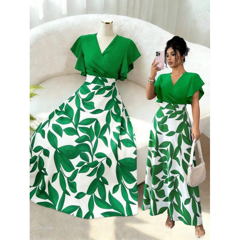 Europe, America 2026 summer new exquisite elegant design flying sleeves slim long dress women