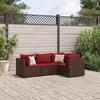 VidaXL Garden Lounge Set 4 Pcs with Cushions Brown Wicker, Outdoor Sofa Set, Garden Corner Sofa, 3308077