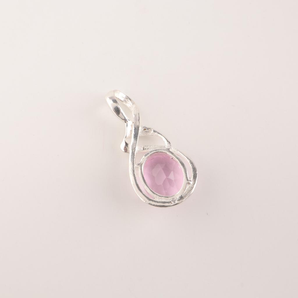 Morganite Gemstone 925 Sterling Silver Jewelry Zircon Wedding Pendant 1.22" Gift CZP-13-11