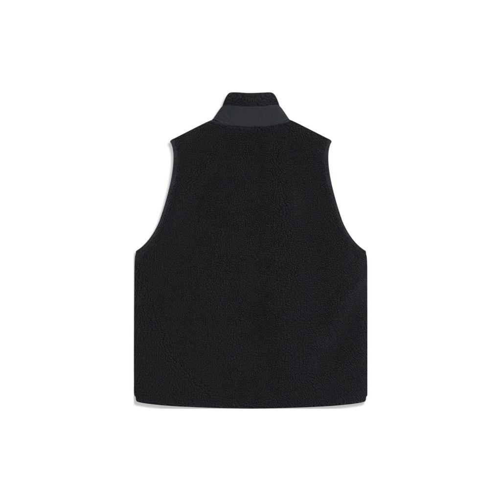 Li Ning Badfive Color Block Stand Collar Fleece Loose Knit Vest Men vest Black AMDT025-3