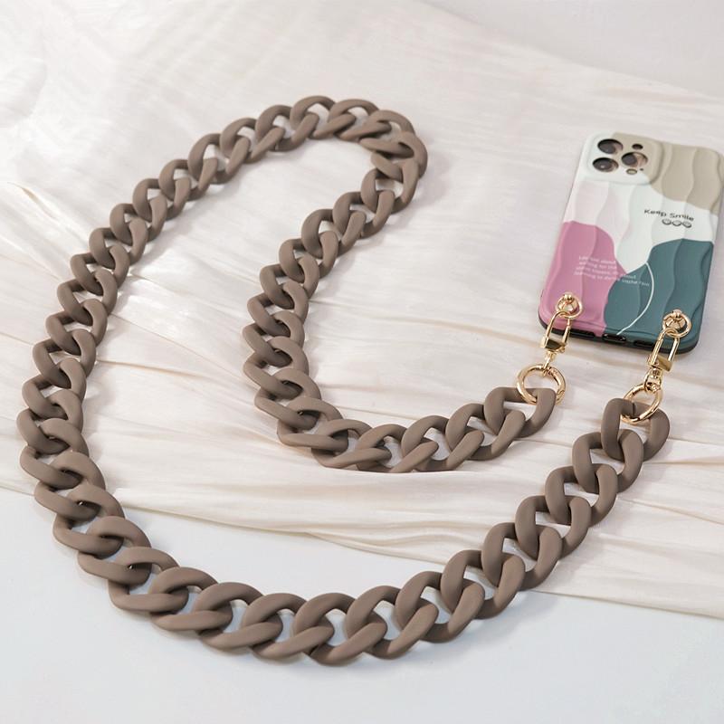 New Phone Accessory Detachable Parts Acrylic Matte Green Grey Chain Crossbody Pendant Cellphone Strap Phone Case Chains Shoulder Chain