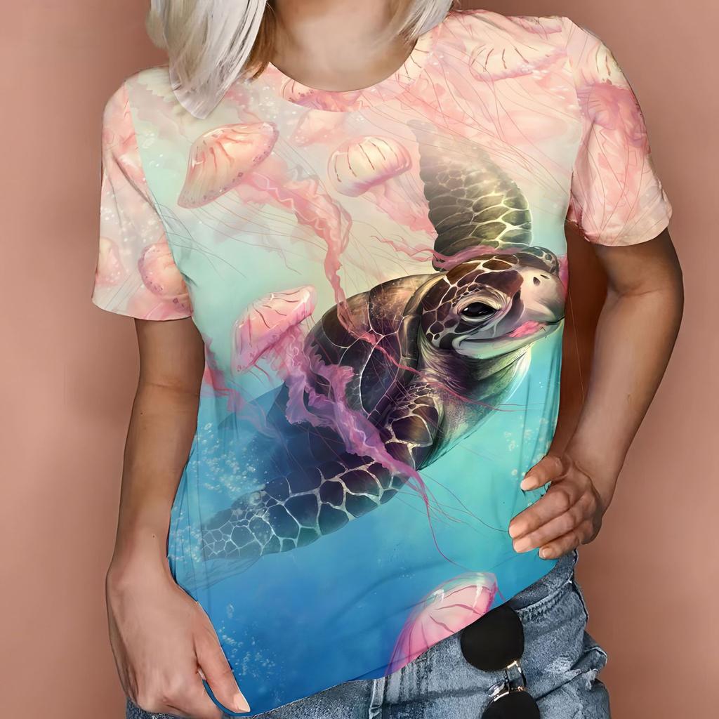 Horse Women's T-Shirts Funny Animal Pattern 3D Print O-Neck Short Sleeve T Shirt Harajuku Top Oversized Y2k Tees Female Clothing