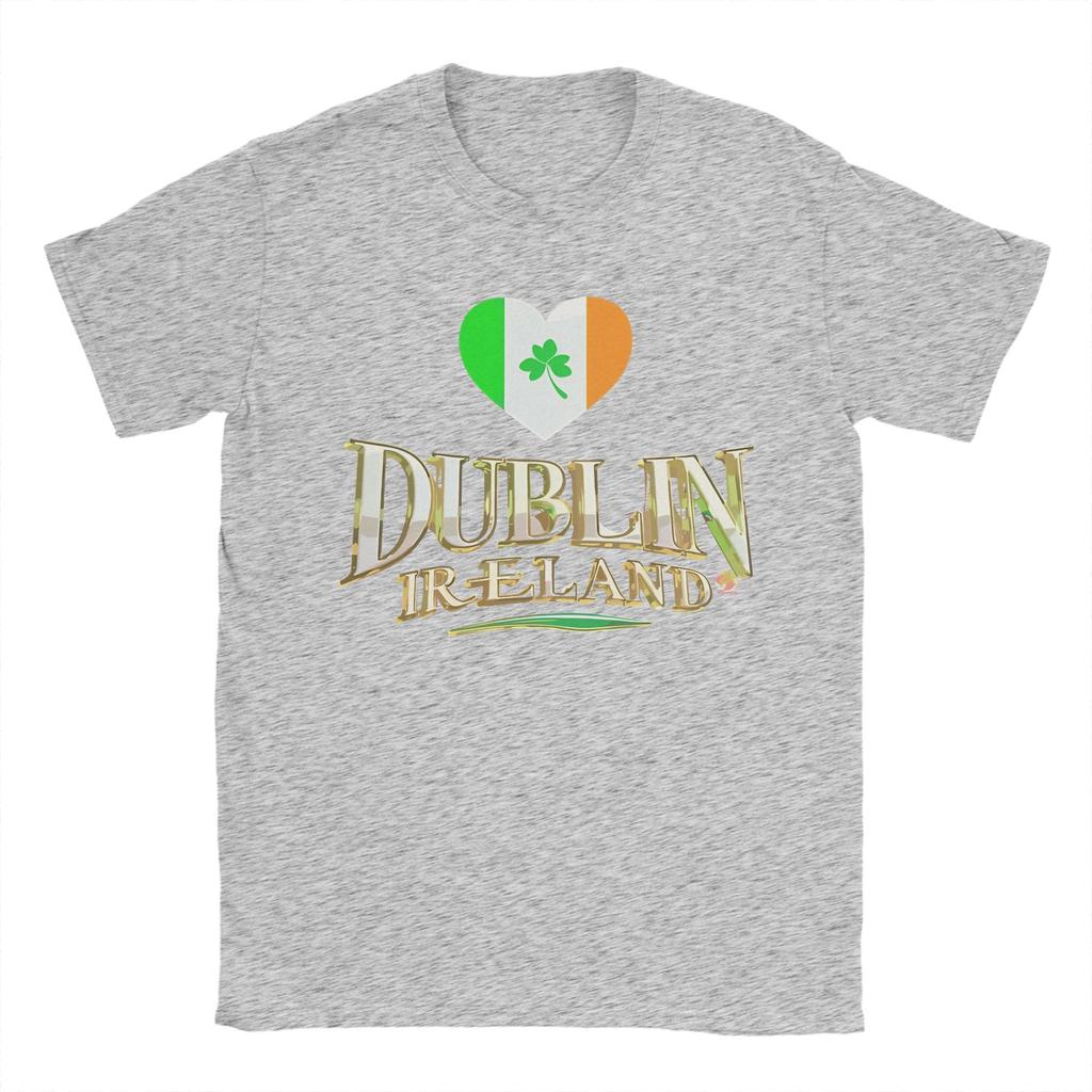 Dublin Ireland with Tricolour Love Heart T Shirt Summer Leisure T Shirts Unisexs Cotton O Neck Plus Size 5XL Tees Short Sleeve Tops