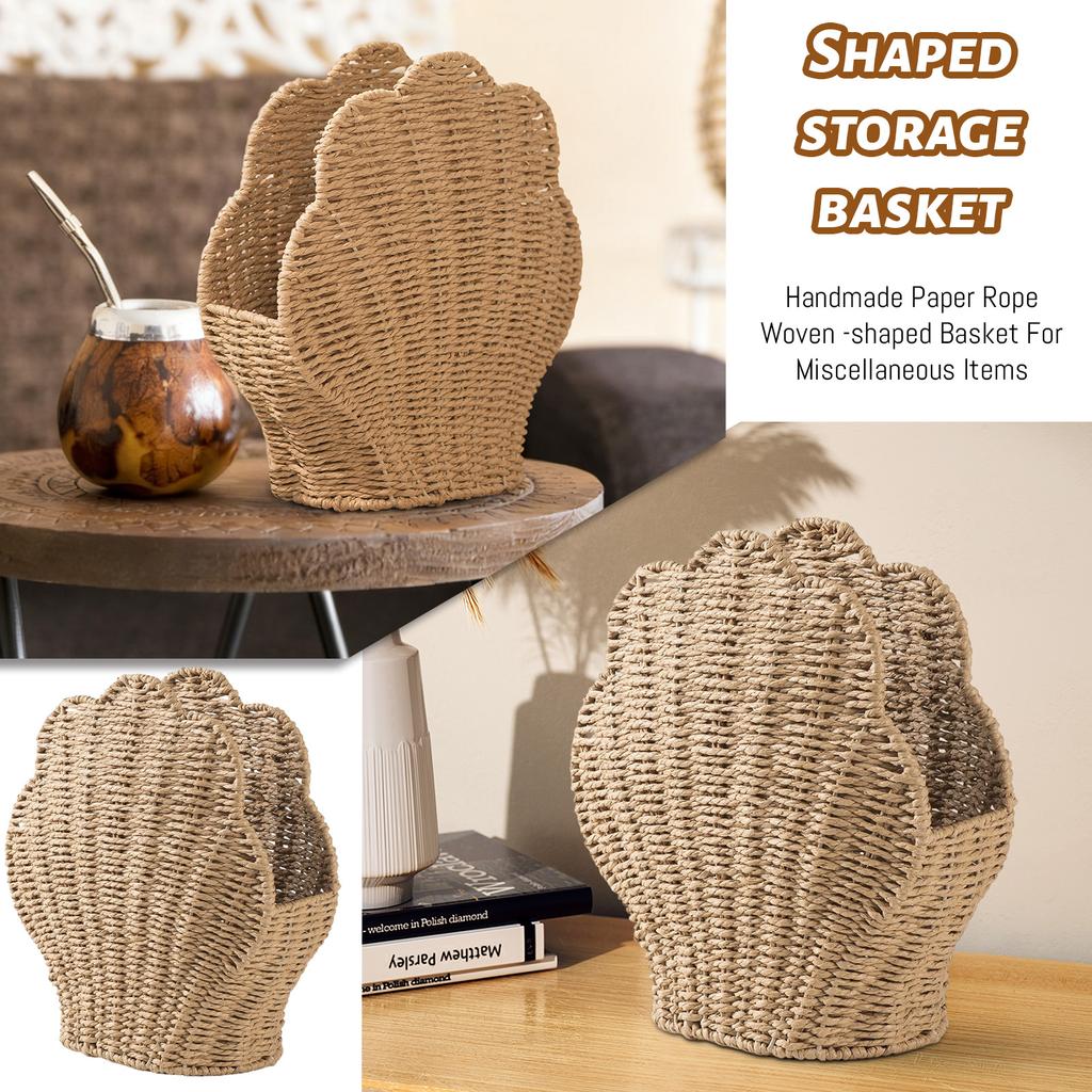 Handmade Paper Rope Woven -shaped Basket For Miscellaneous Items