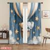 JIT 2pcs Starry Hot Air Balloon Print Curtain   Room Darkening Polyester Rod Pocket   Nursery Decor   Kids Room Window Treatment