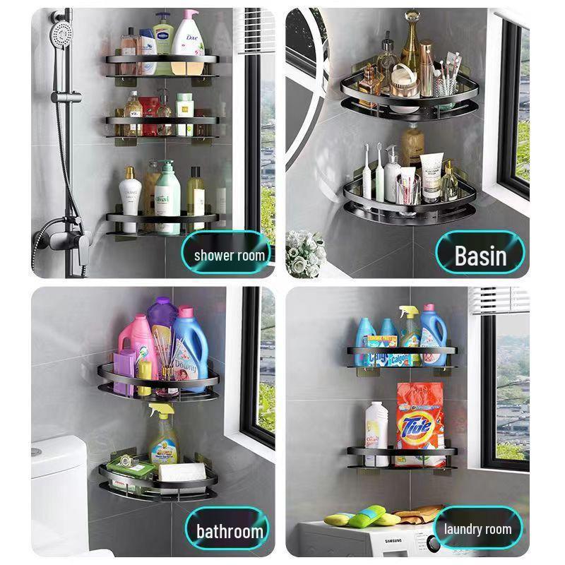 Punch-Free Bathroom Cabinet Shelf: Wall-Mounted Storage Rack for Toiletries & Washstand Supplies