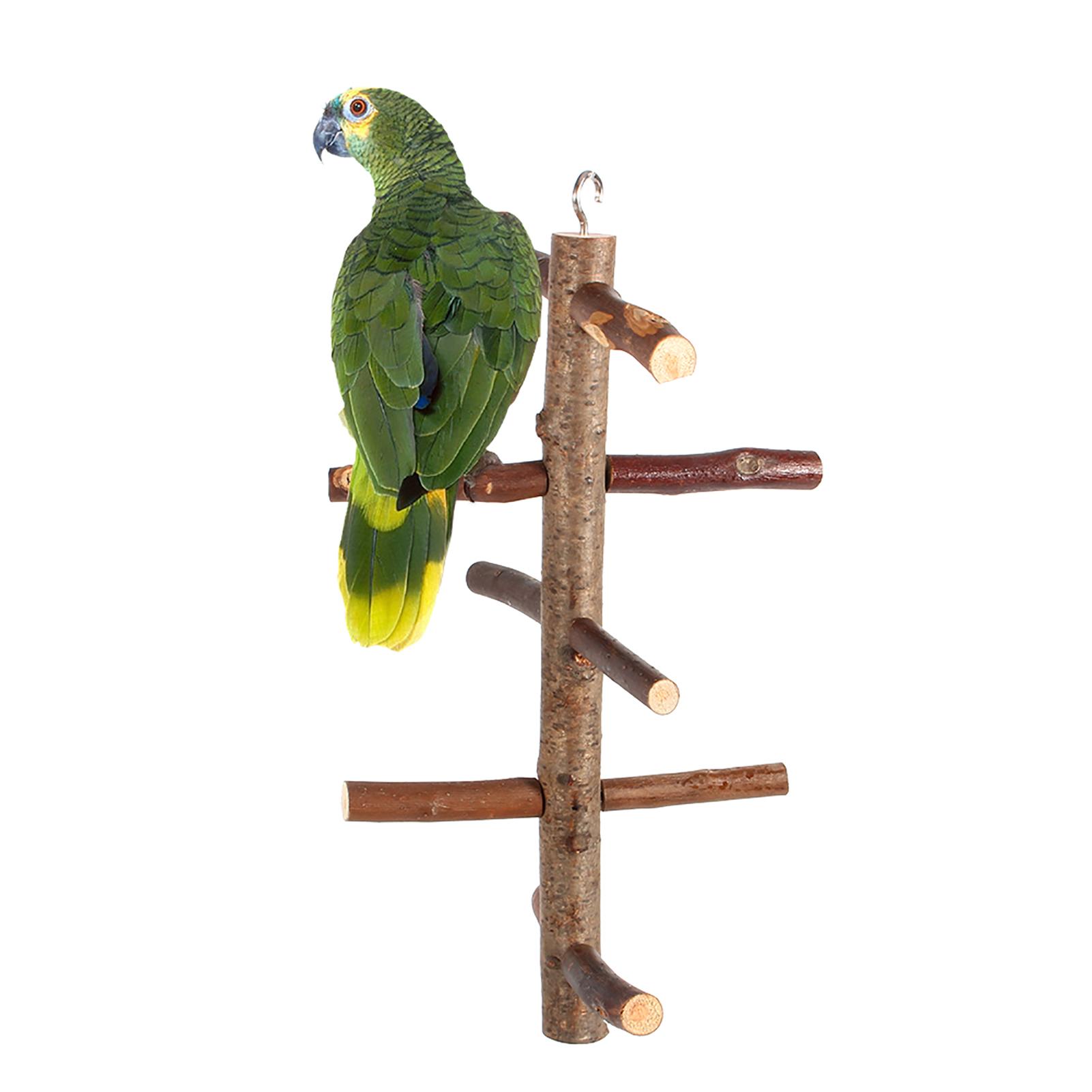

Parrot Birds Perches Cage Stand Toy Hanging Wooden Activity Branches Climbing Stairs