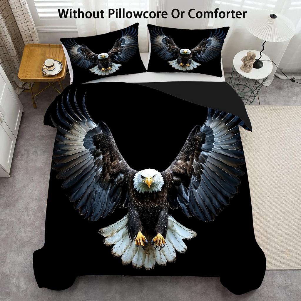 Bald Eagle Pattern 3D Printed Duvet Cover Set Soft Comfortable Luxury Bedding Set Wildlife Style Quilt Cover Set Pillowcases