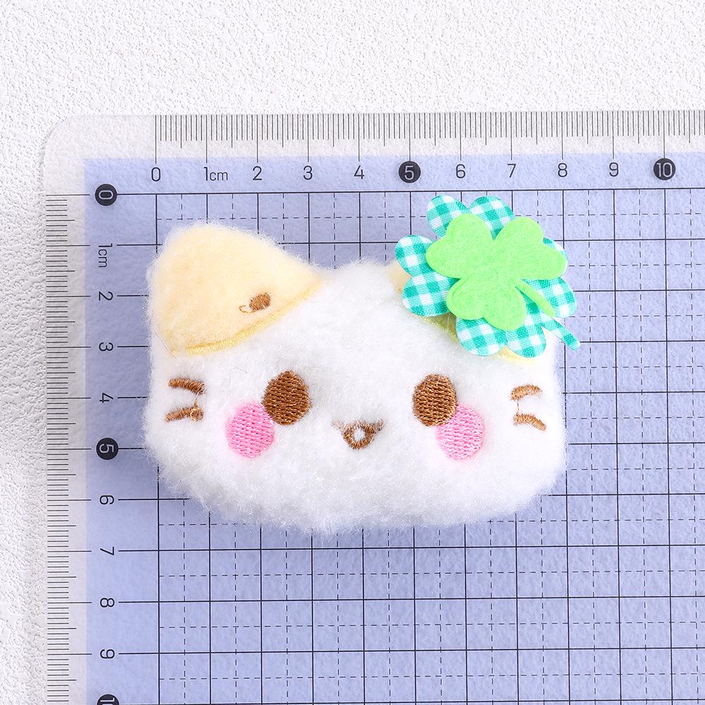 Cartoon Four-Leaf Clover Lucky Kitten Pendant Keychain Hair Accessory for Students