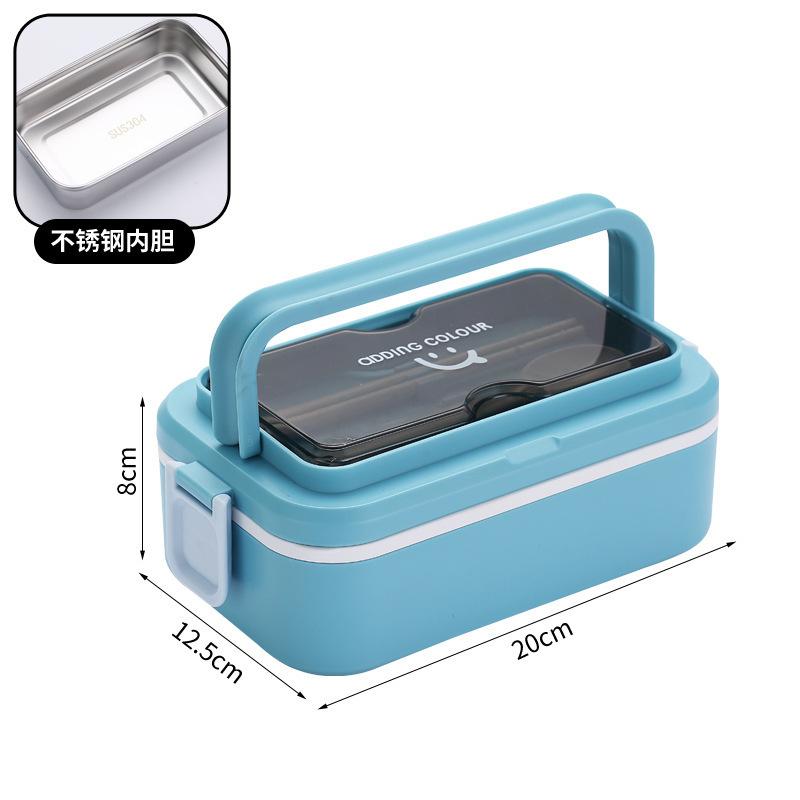 Pojemny lunchbox ze stali nierdzewnej, dwuwarstwowy, dla dzieci, uczniów, pracowników biurowych, na piknik, przenośne pojemniki bento do przechowywania żywności