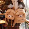 Cartoon Rilak-kuma Bear Backpack Cute Rilak-kuma Plush Fluffy Large Capacity School Bag for Women Girls Shopping Travel Bag