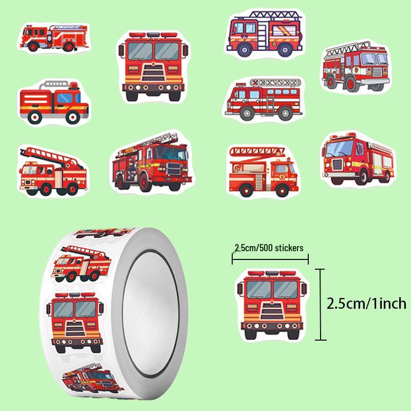 500 Cartoon Construction Vehicle Stickers for Kids - Fun DIY Stationery & Notebook Decor 25CM/500 pieces