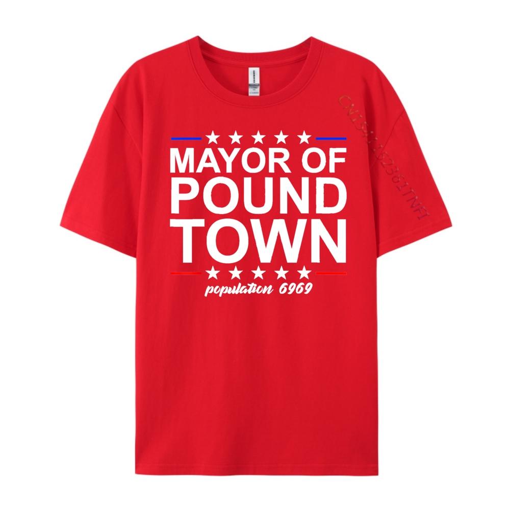 Mayor Of Pound Town Funny Adult Humor Pound Town Streetwear Men Moderate elasticity Graphic T Shirts Printing