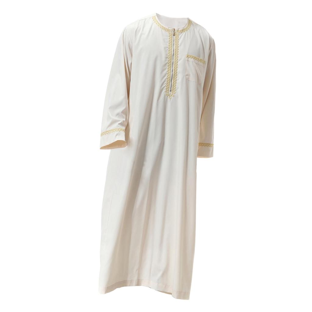 Langes Gewand Herren Kaftan Herrenkleidung Abaya Strapazierfähig Lässiges Hemdkleid Roben Naher Osten