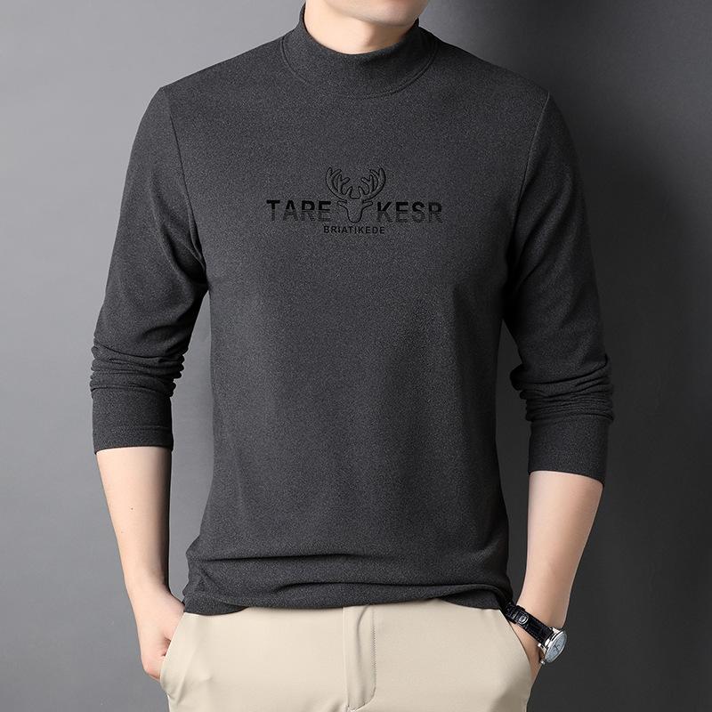 Autunno e Inverno Nuova Maglia a Maniche Lunghe da Uomo Dolcevita Sottile e Largo T-shirt Casual Maglione da Uomo