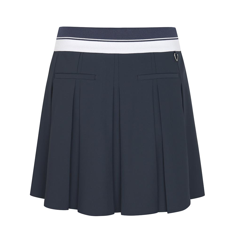 MALBON GOLF Wide Logo Banded Pleated Skirt Navy (Woman)